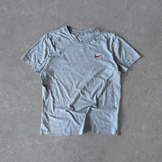 Nike Grey Heathered Tee with Red Swoosh Logo