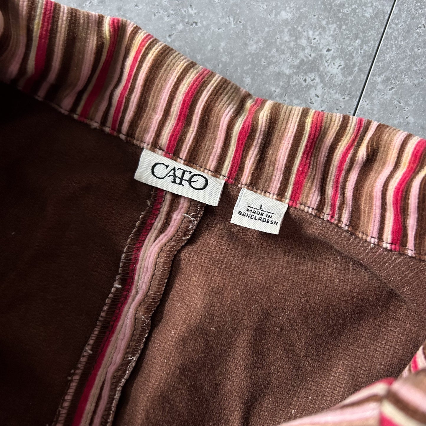 Vintage Cato Striped Cotton Jacket with Front Pockets