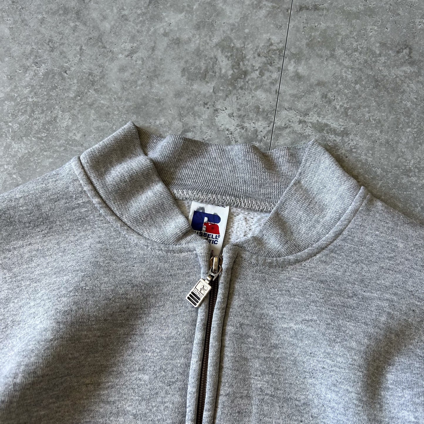 1990s - Vintage Russell Athletic Gray Full-Zip Sweatshirt