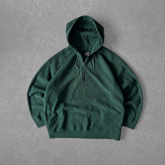 GAP Forest Green Fleece Hoodie with Half-Zip - Men's
