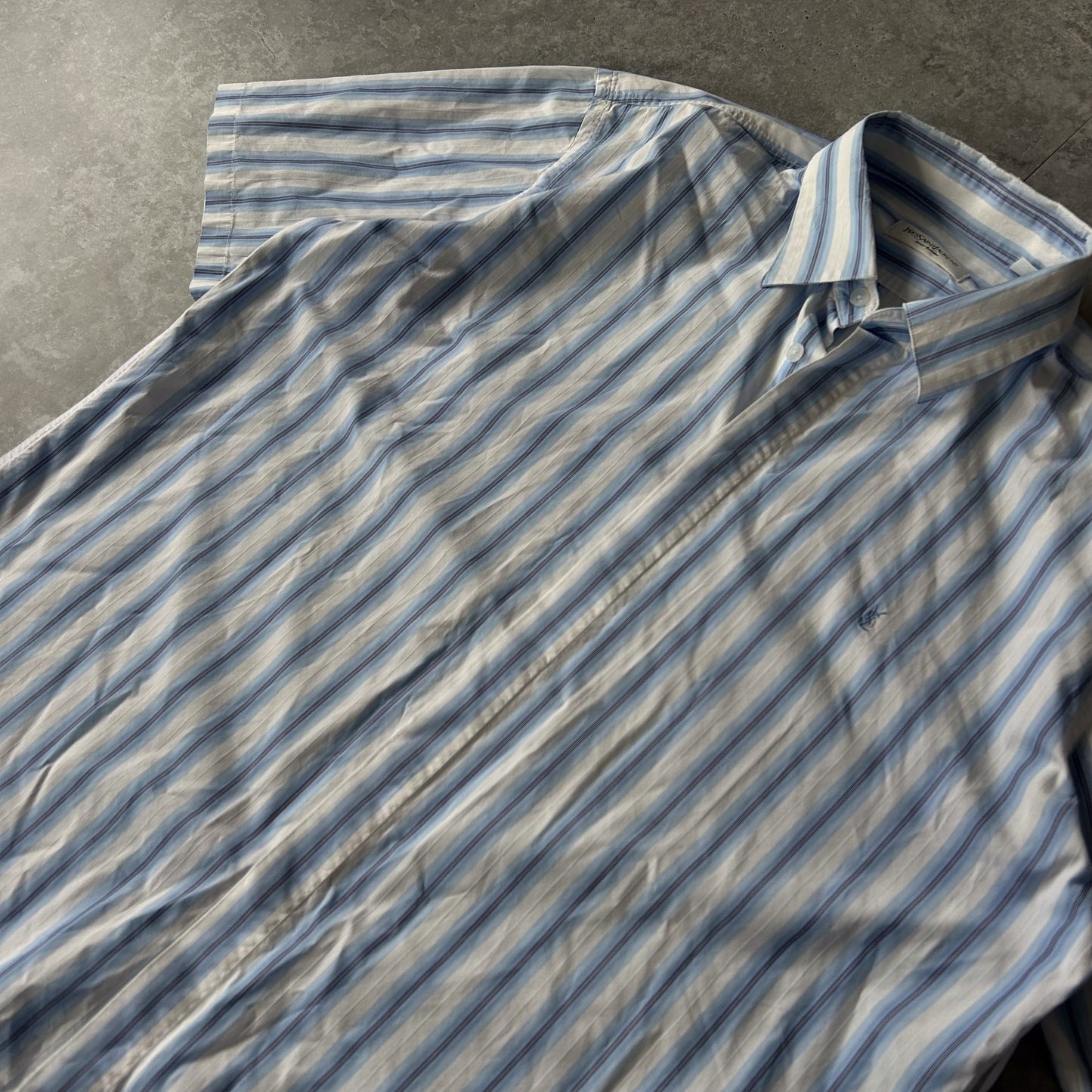 YSL Stripe Short-Sleeve Button-Down Shirt