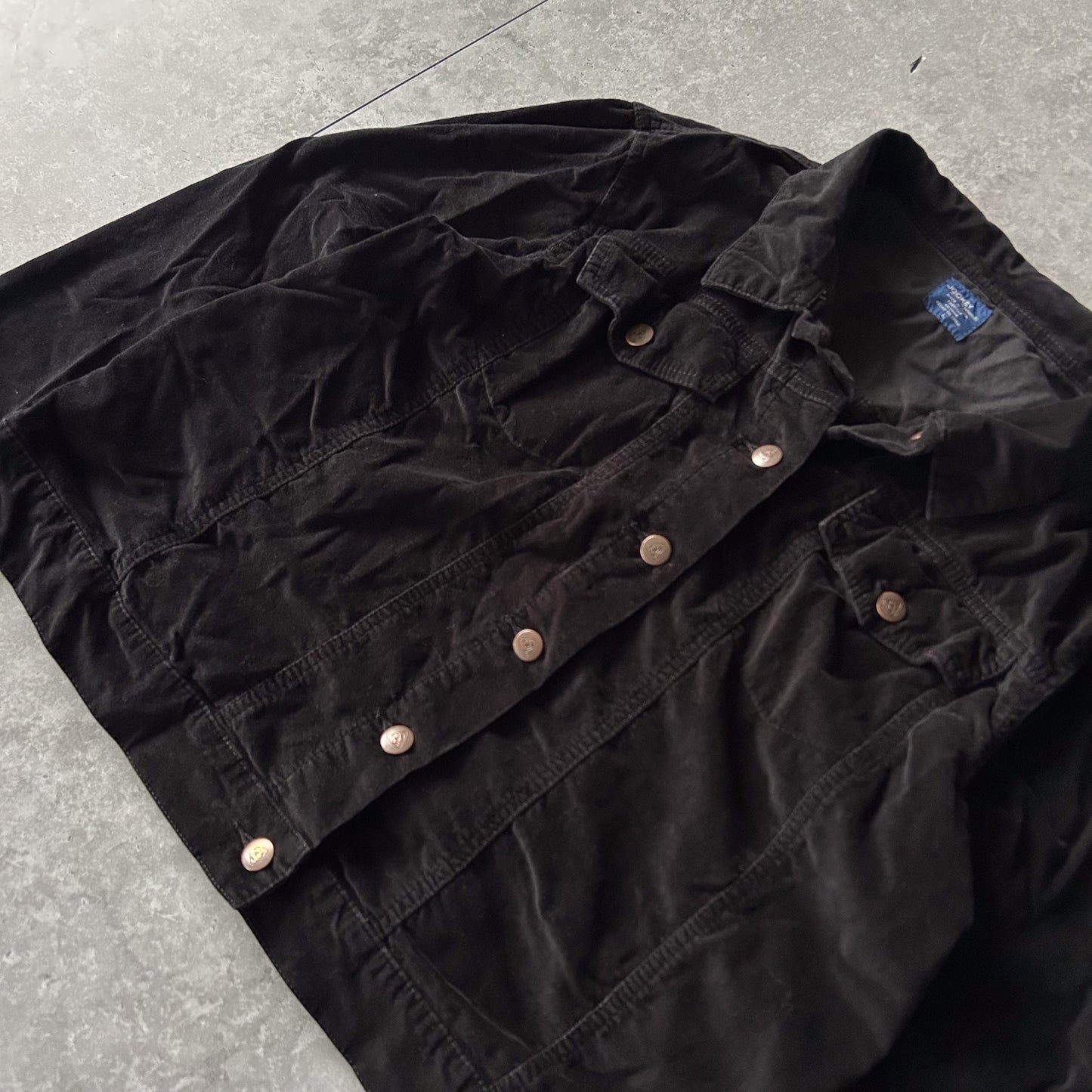 Black Cord Jacket with Copper Buttons