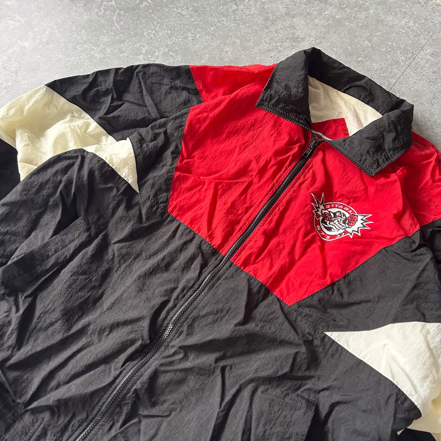 Vintage Colour-Block Windbreaker with Patch