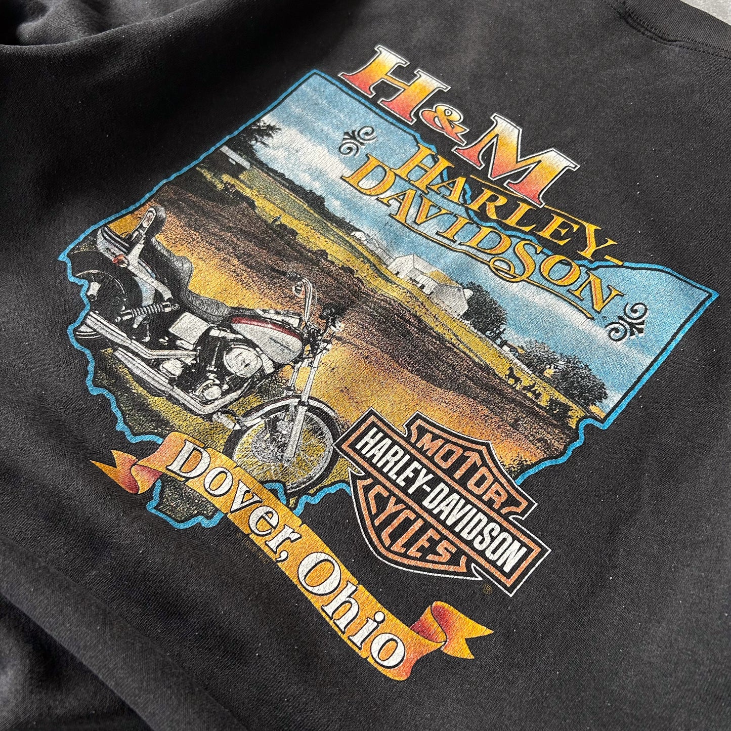 Vintage Harley-Davidson H&amp;M Dover, Ohio Graphic Crewneck Sweatshirt