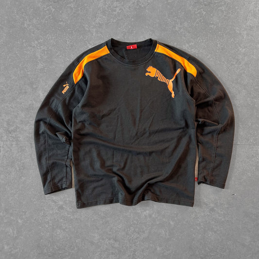 Puma Black Long Sleeve Activewear Top with Orange Accents
