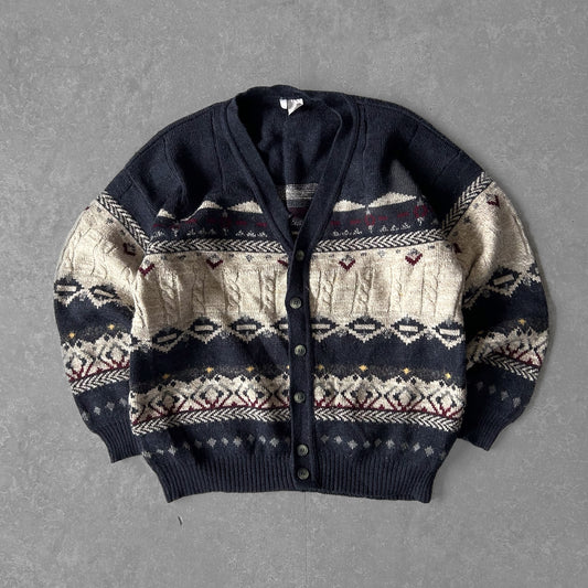 Navy Fair Isle Cardigan with Buttons
