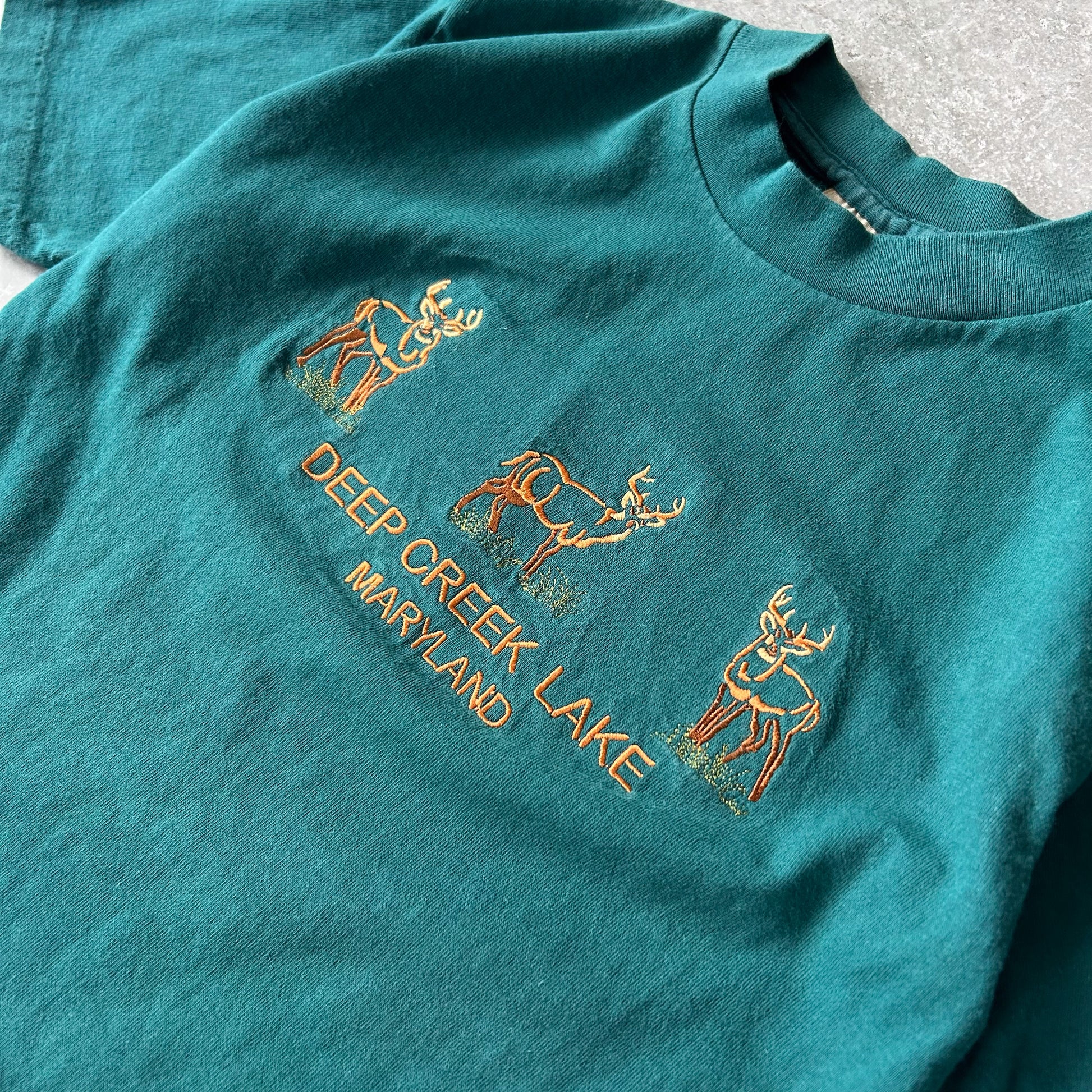 Vintage Deep Creek Lake Maryland Deer Embroidered Tee