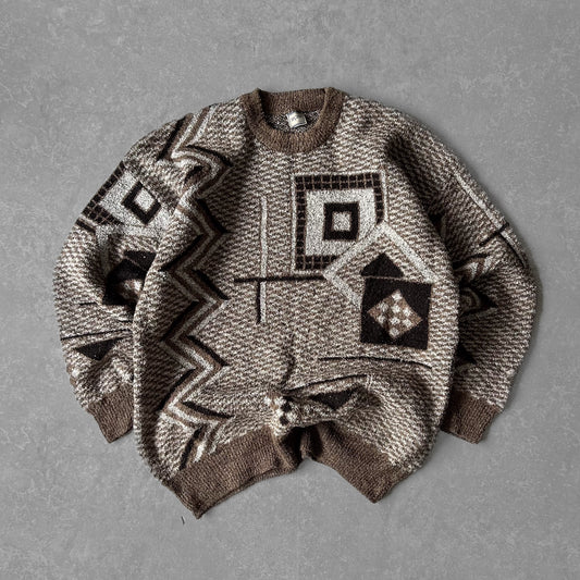 Retro Geometric Patterned Knit Sweater