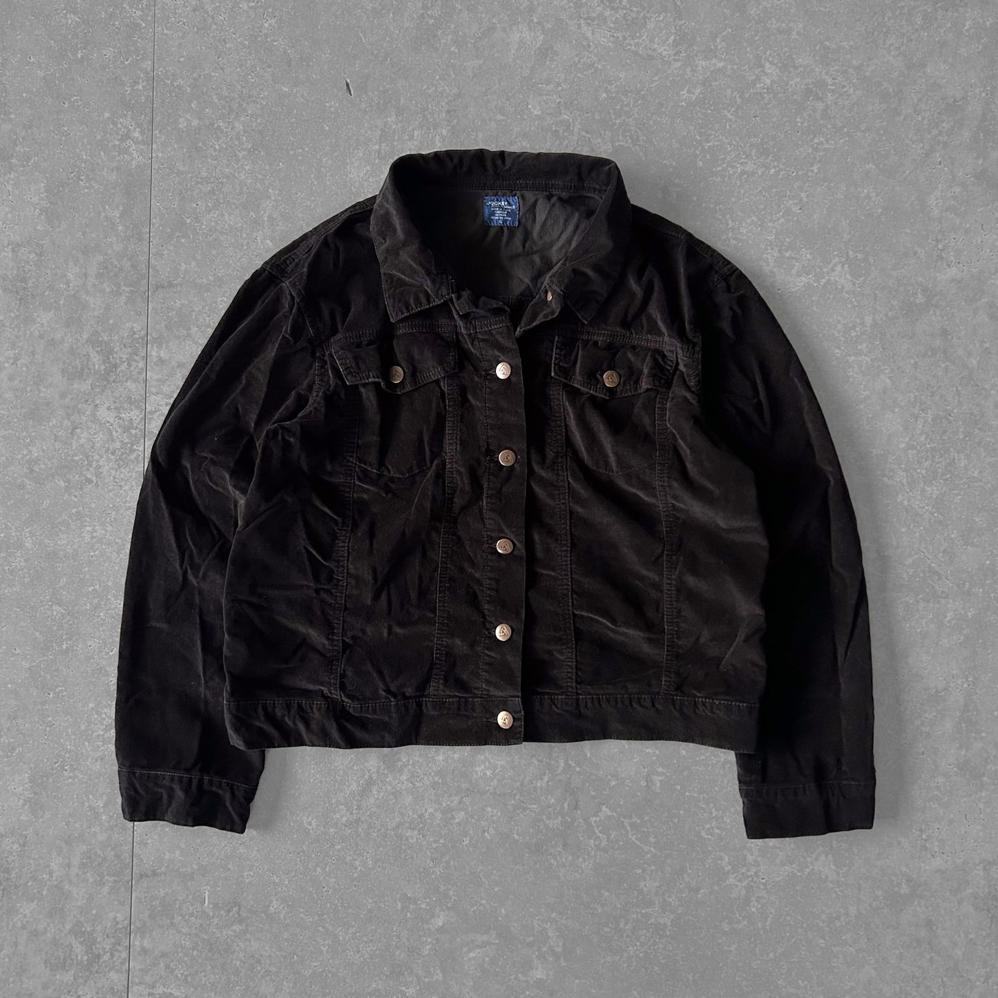 Black Cord Jacket with Copper Buttons