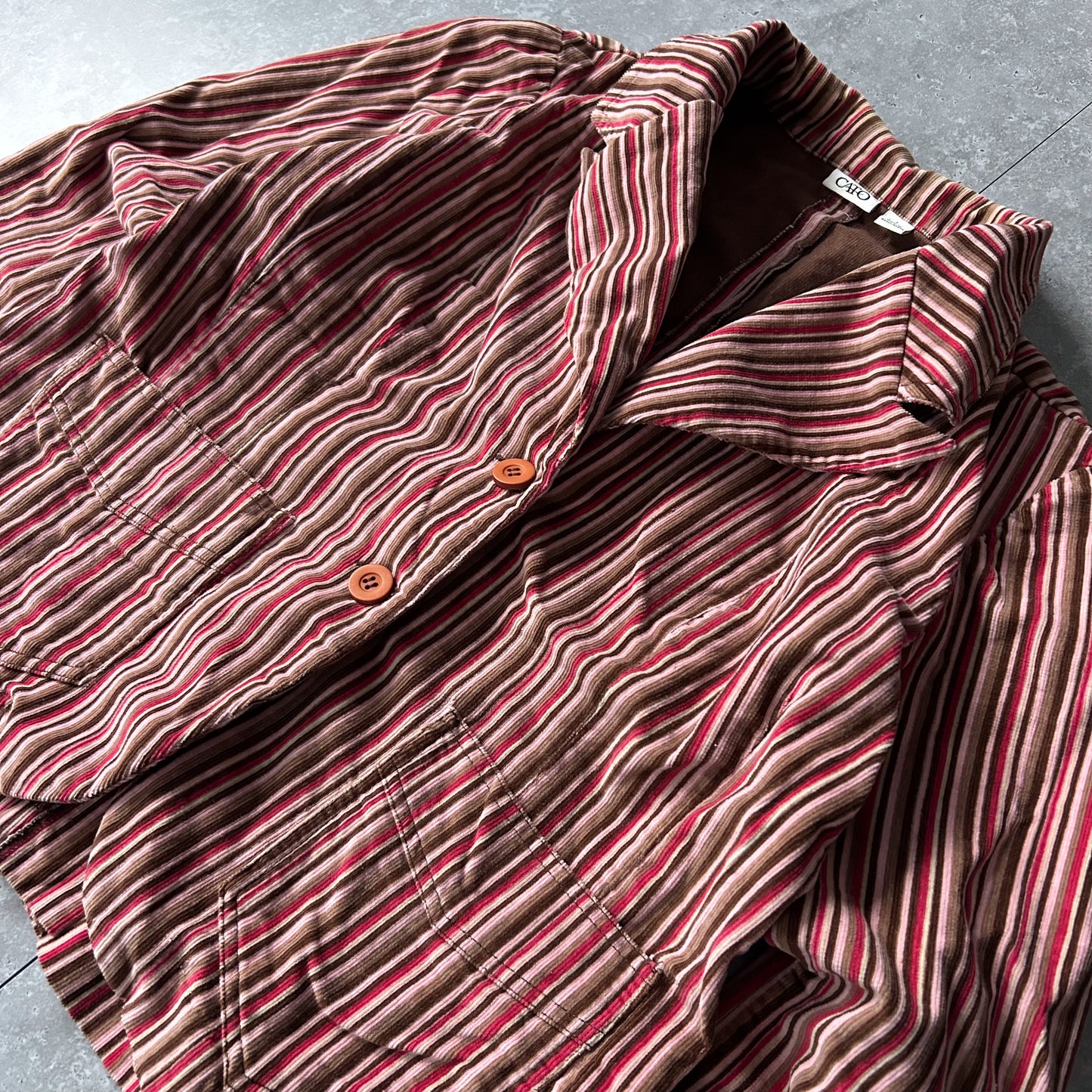 Vintage Cato Striped Cotton Jacket with Front Pockets