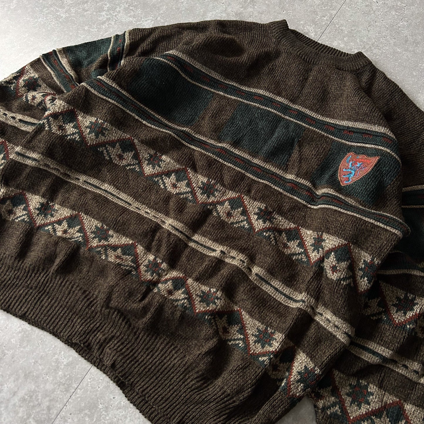 Ferraro Vintage Brown Fair Isle Jumper