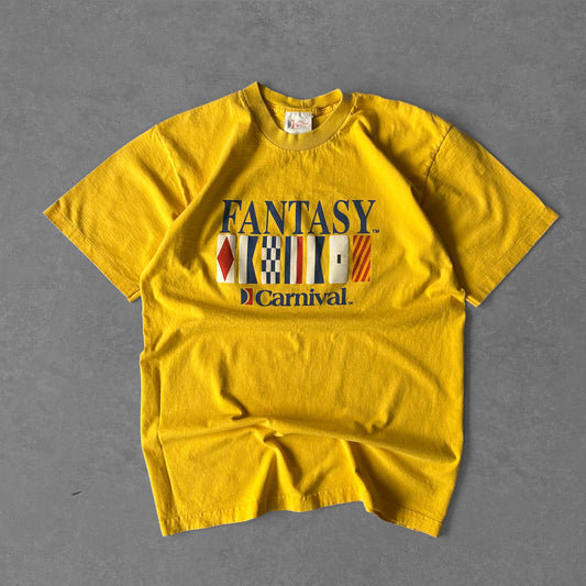 Vintage Single Stitch Carnival Fantasy Flag Graphic Yellow T-Shirt