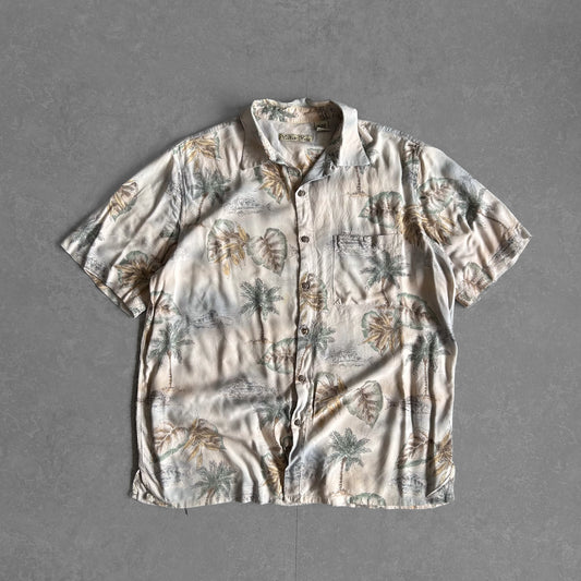 Vintage Batik Bay Tropical Print Button-Up Shirt
