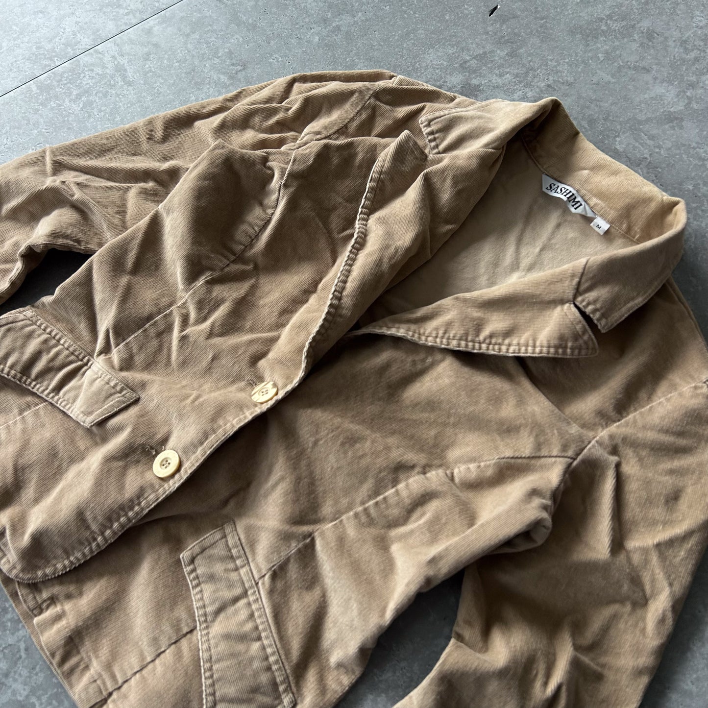 Camel Sashimi Cotton Twill Shirt Jacket