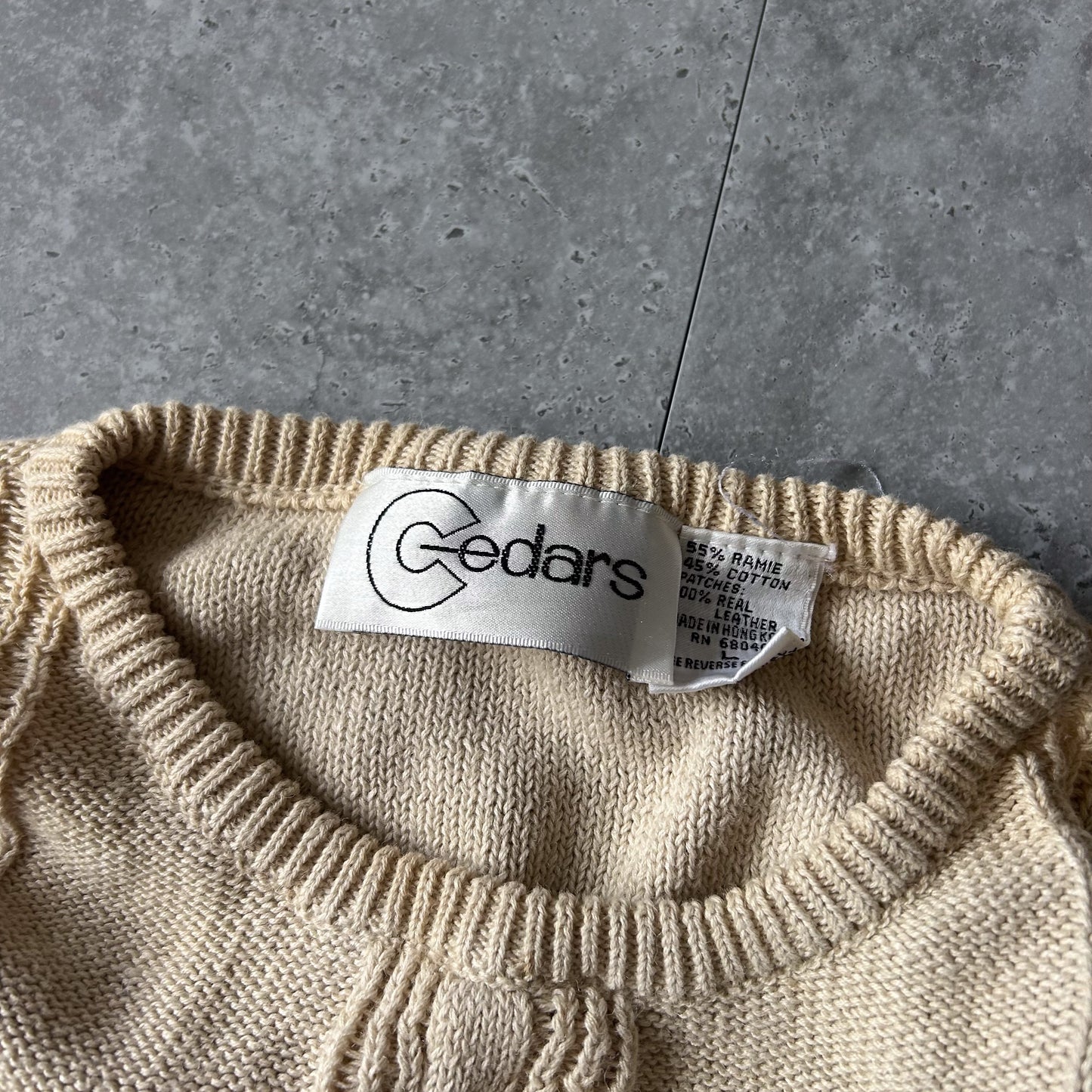 Beige Diamond Cable Knit Sweater