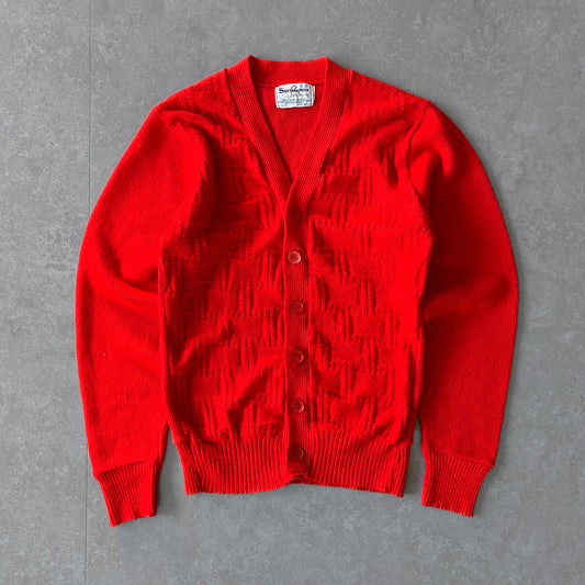 1980s | Vintage Red Pattern Cardigan