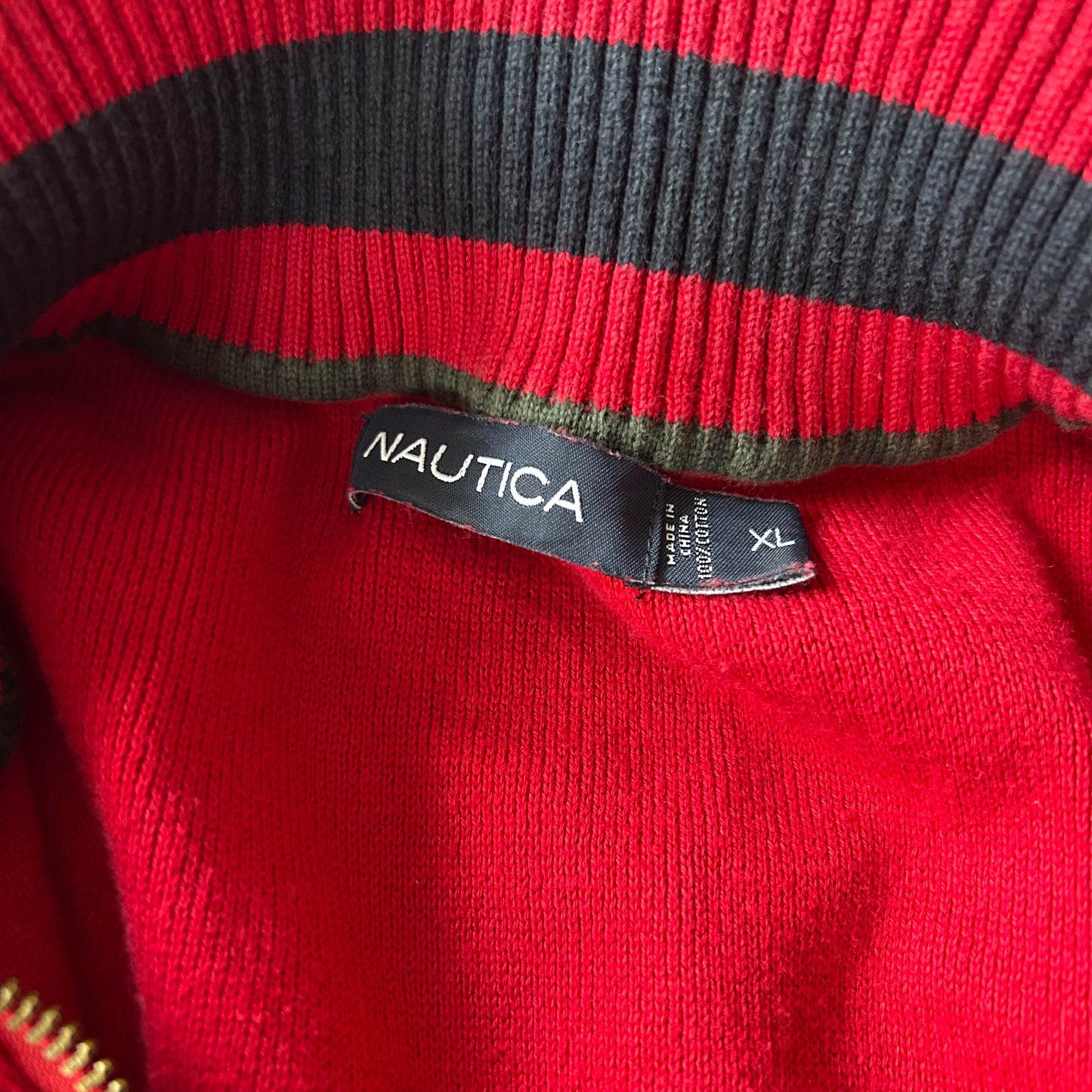 Nautica Red Quarter-Zip Knit Jumper