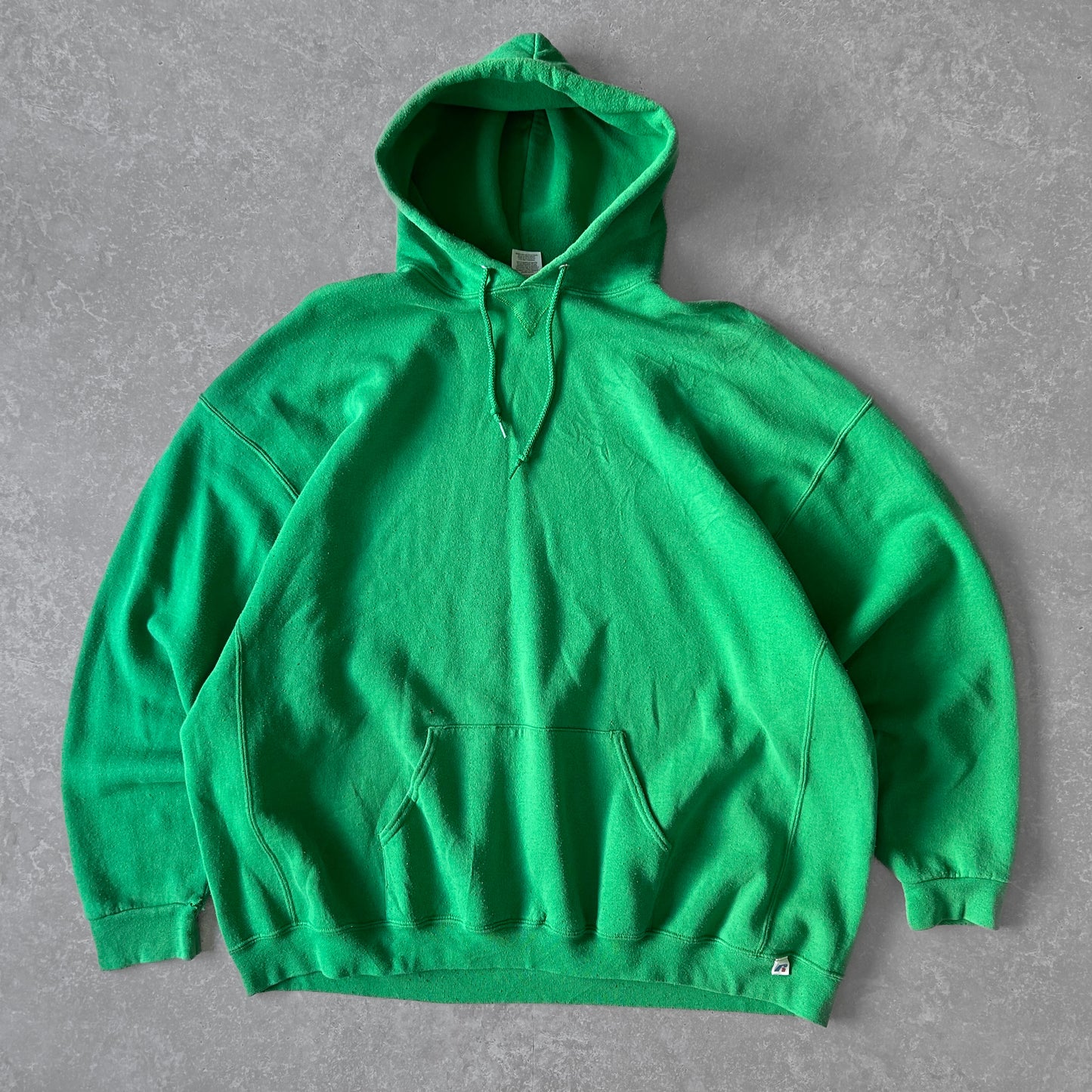 1990s - vintage russell athletic green blank hooded sweatshirt