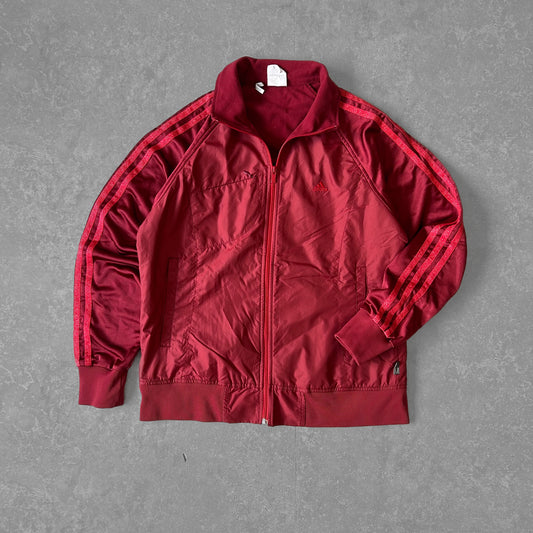Adidas Red Track Jacket with Striped Sleeves