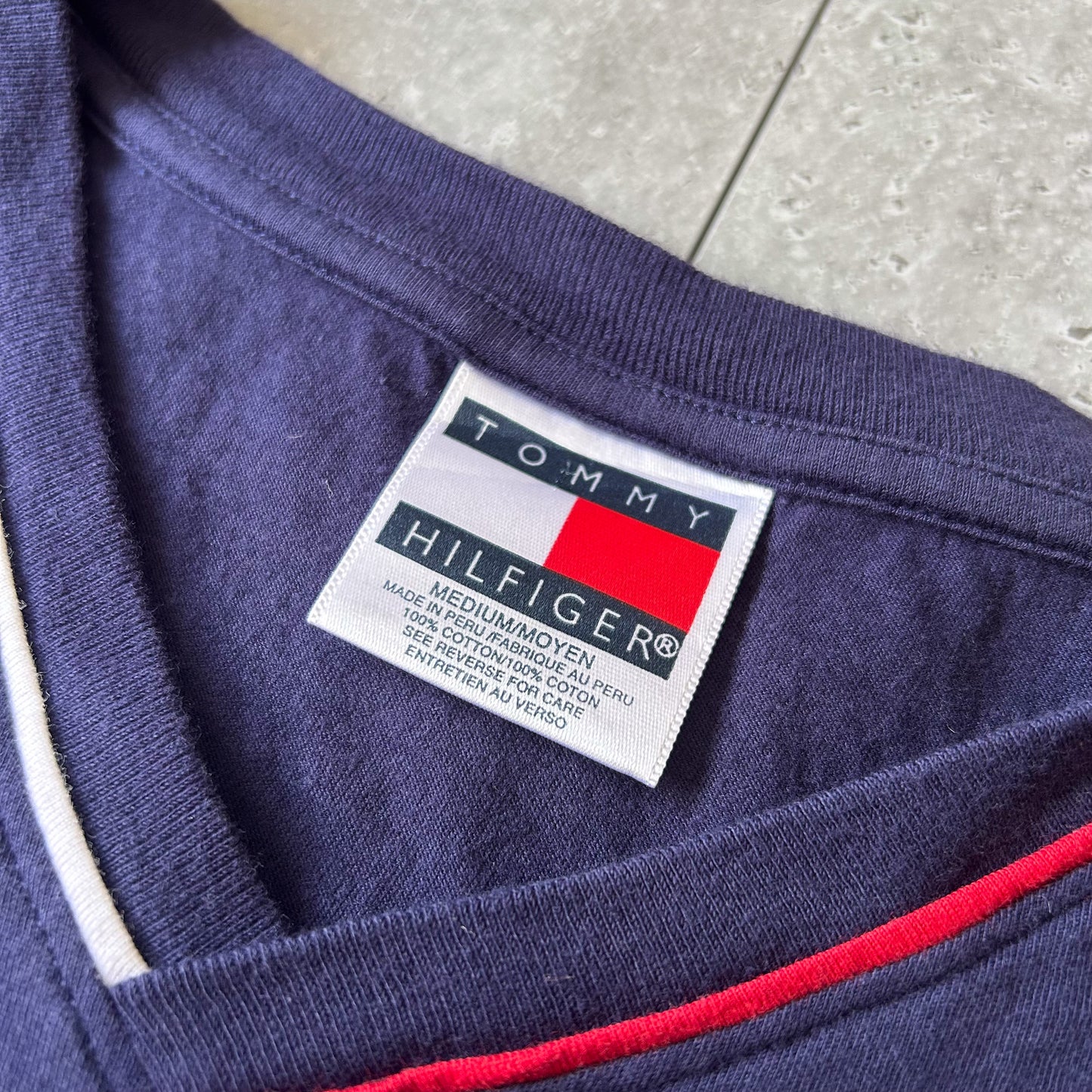 Tommy Hilfiger Navy Contrast V-Neck T-Shirt