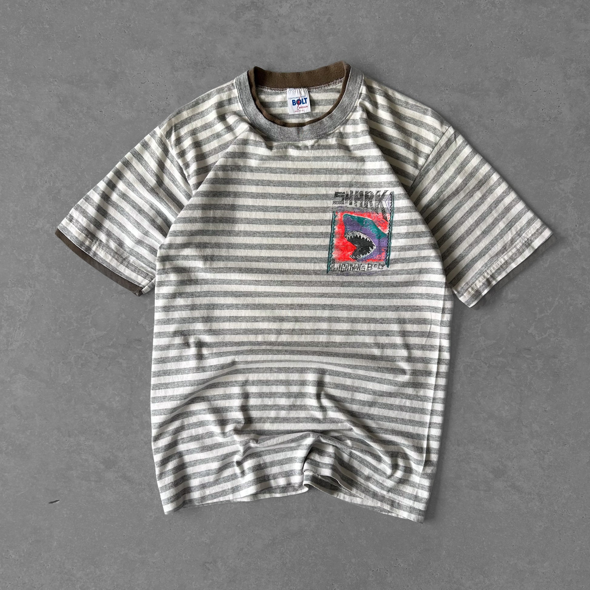 Vintage Men's Single Stitch Lightning Bolt Shark Hunting Championship Tee