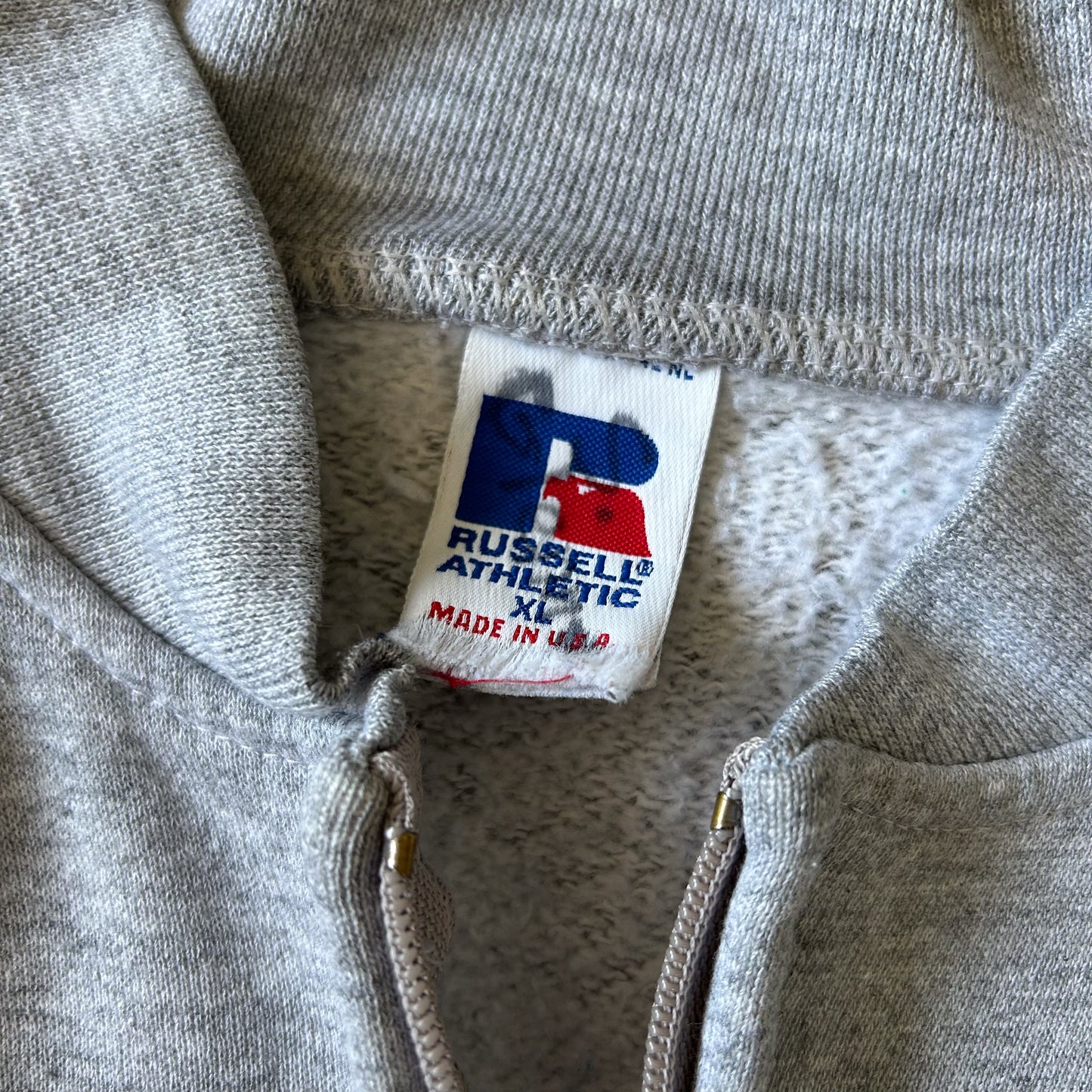 1990s - Vintage Russell Athletic Gray Full-Zip Sweatshirt