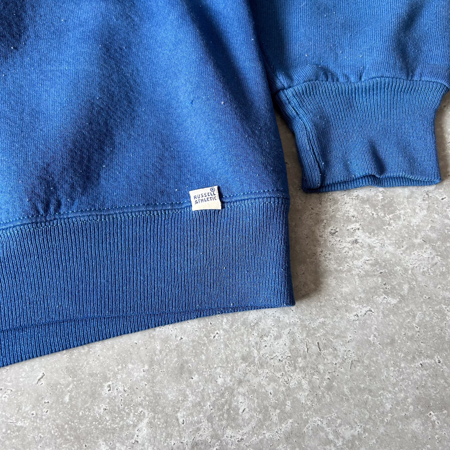 1990s - vintage russell athletic blue blank sweatshirt