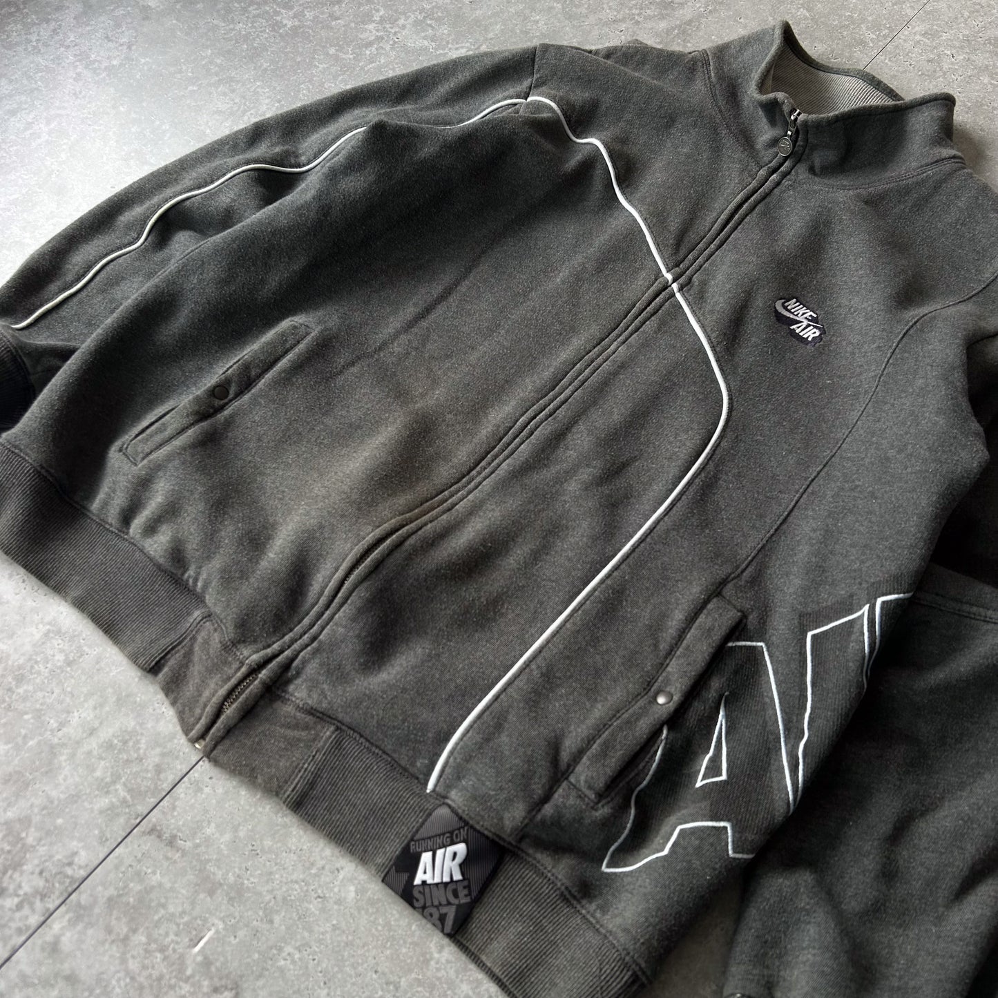 Nike Air Zip-Up Track Jacket – Grey with White Piping