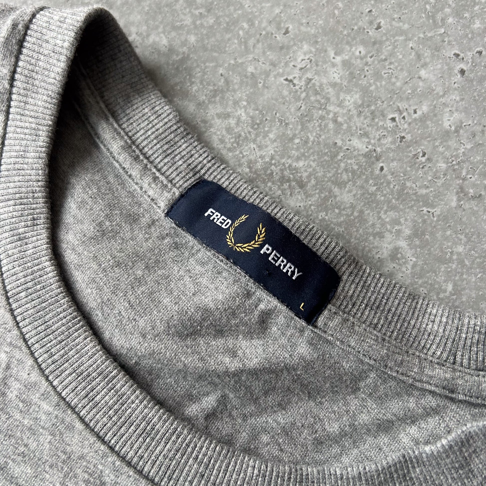 Fred Perry Embroidered Logo Grey Crewneck T-Shirt