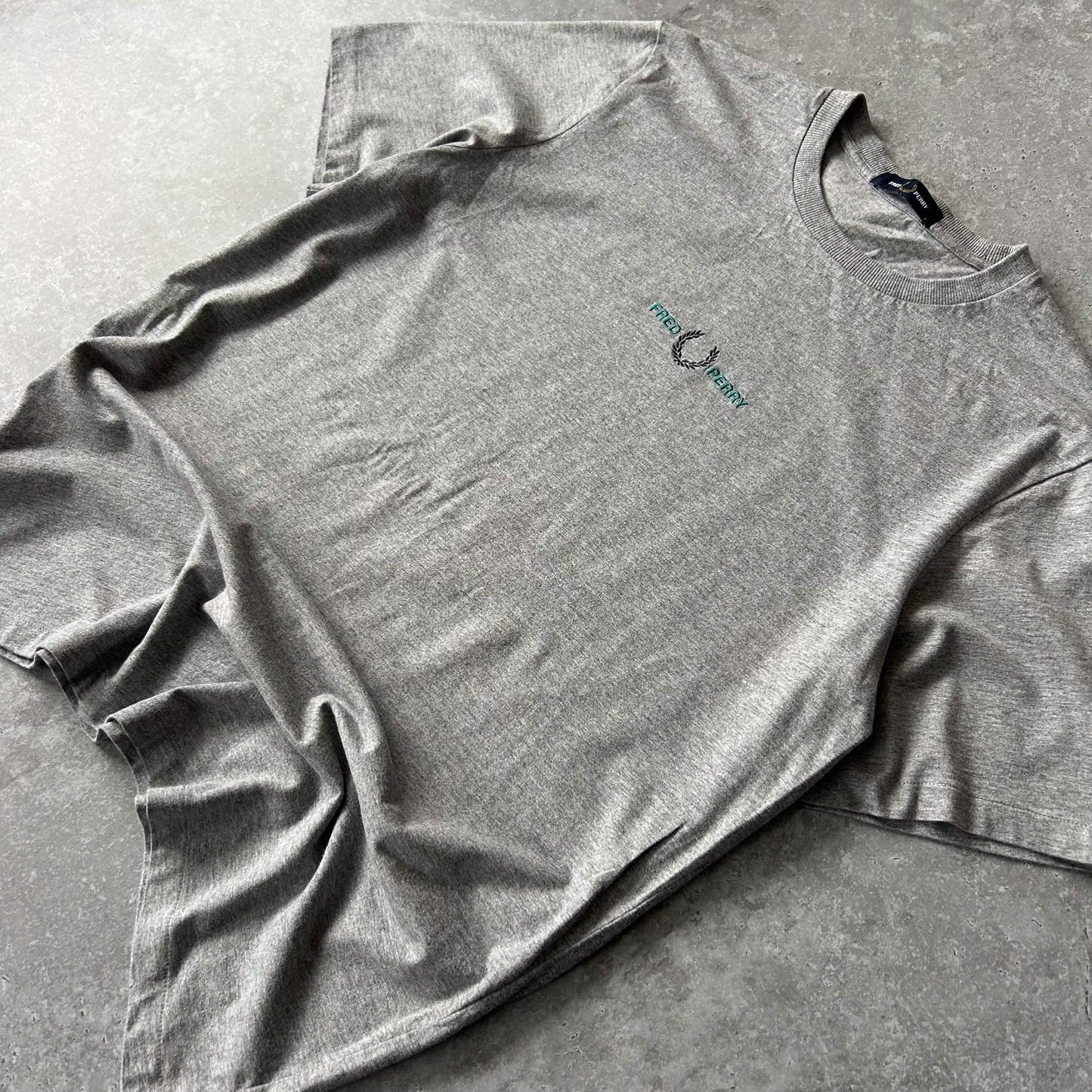Fred Perry Embroidered Logo Grey Crewneck T-Shirt