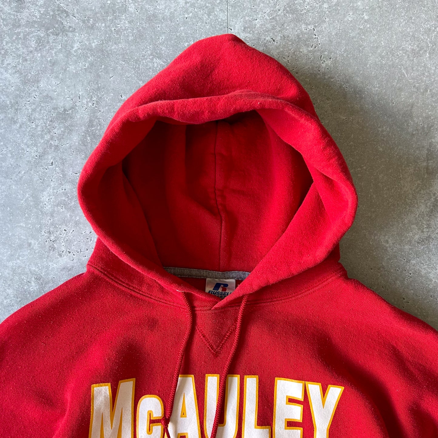 1990s - vintage russell athletic mcauley basketball hoodie