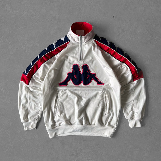 Vintage Kappa Half Zip Track Jacket White Navy Red - Medium