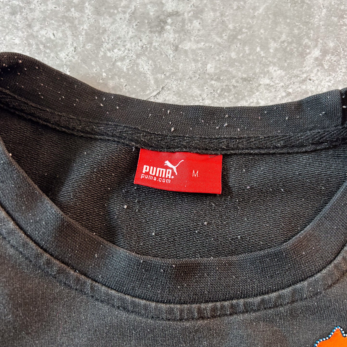 Puma Black Long Sleeve Activewear Top with Orange Accents