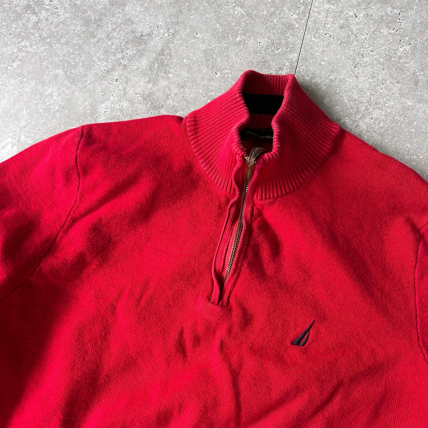 Nautica Red Quarter-Zip Knit Jumper