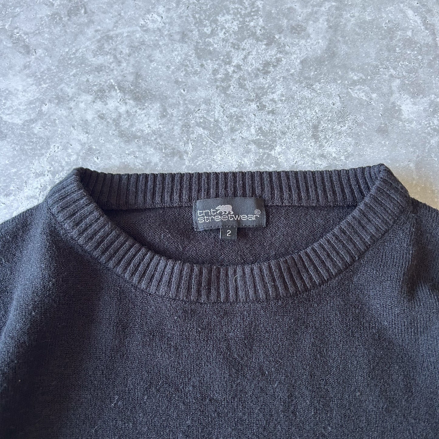 Black Graphic Crew Neck Sweater