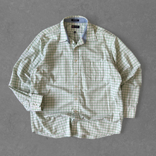 Chaps Classic Fit Oxford Shirt with Green Check Pattern