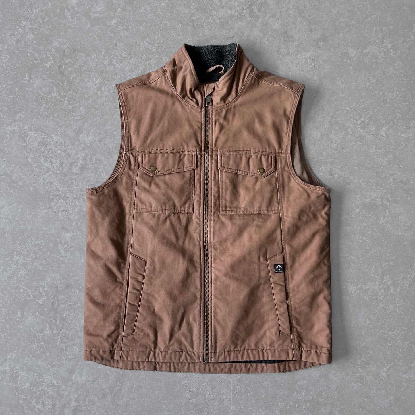 2000s | Dri Duck Workwear Brown Sherpa-Lined Vest