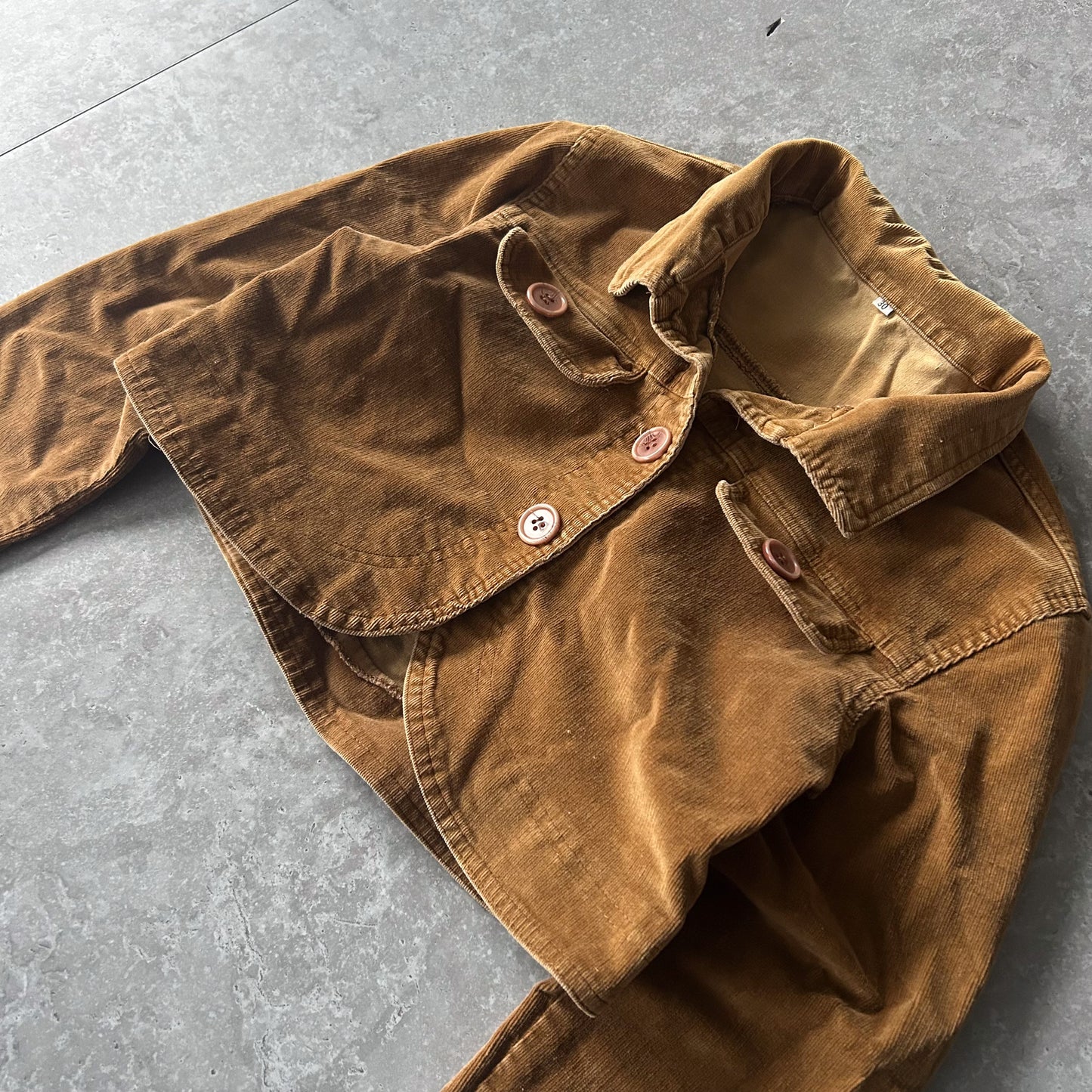 Cropped Brown Corduroy Jacket with Pockets