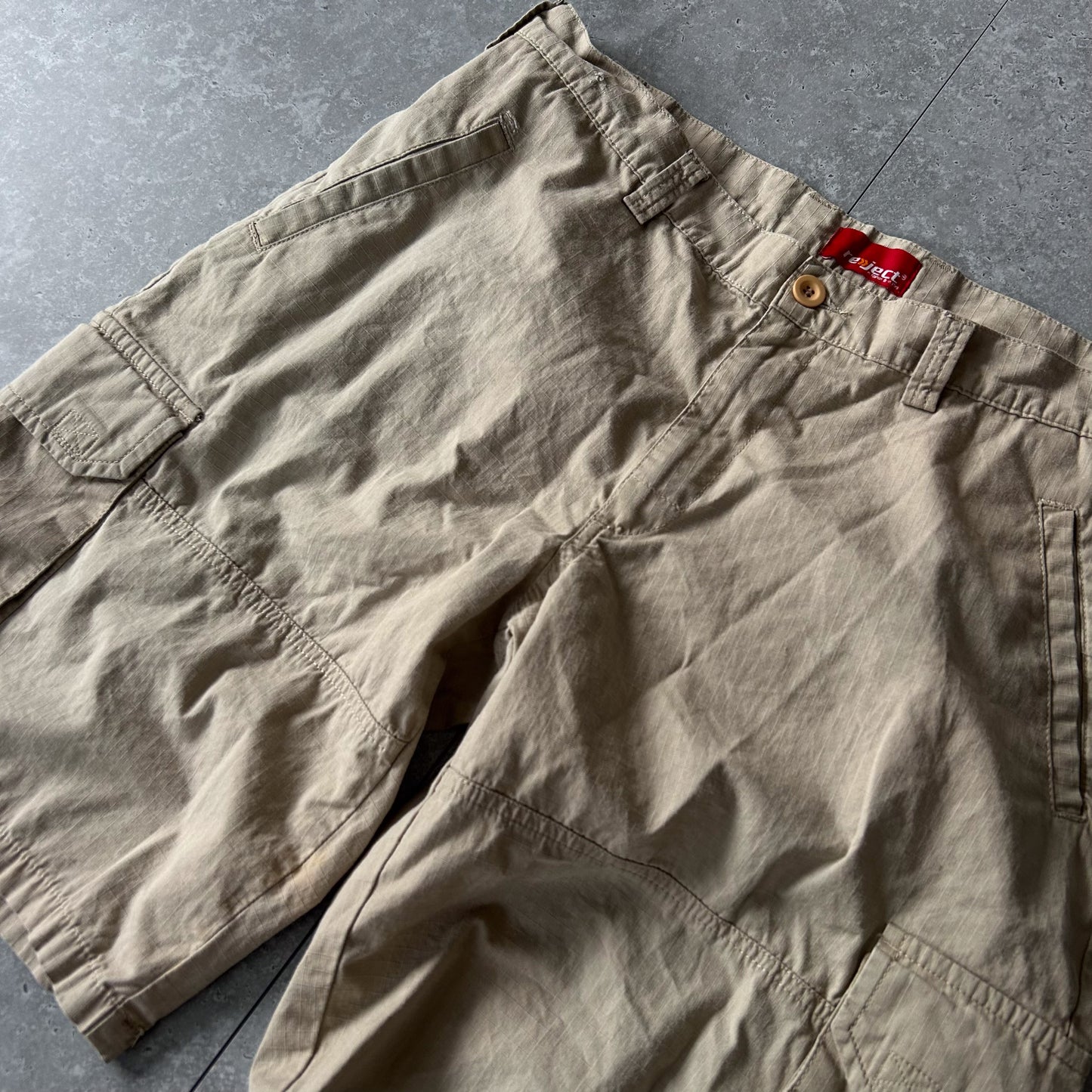 Khaki Cargo Shorts with Pockets