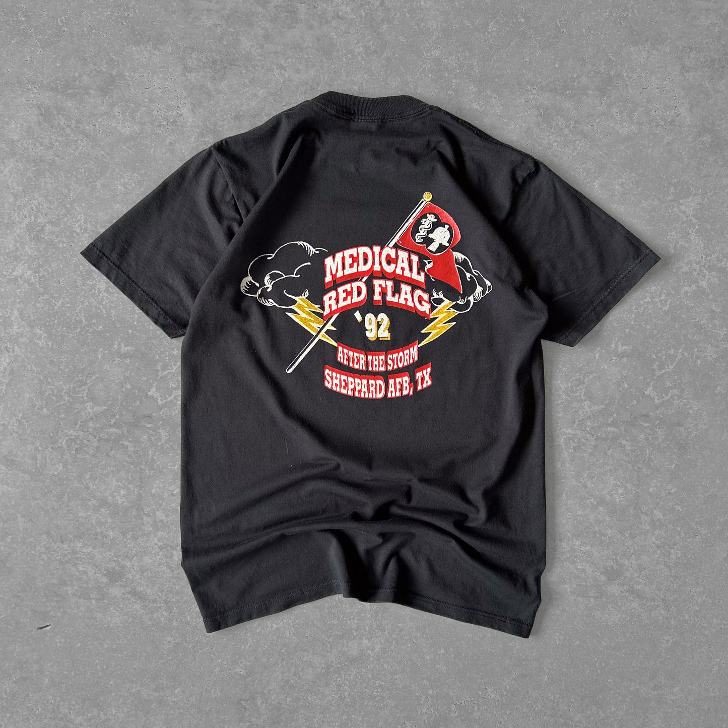 Vintage Men's Single Stitch Jerzees AFRES CMRT Medical Red Flag '92 Sheppard AFB, TX Tee