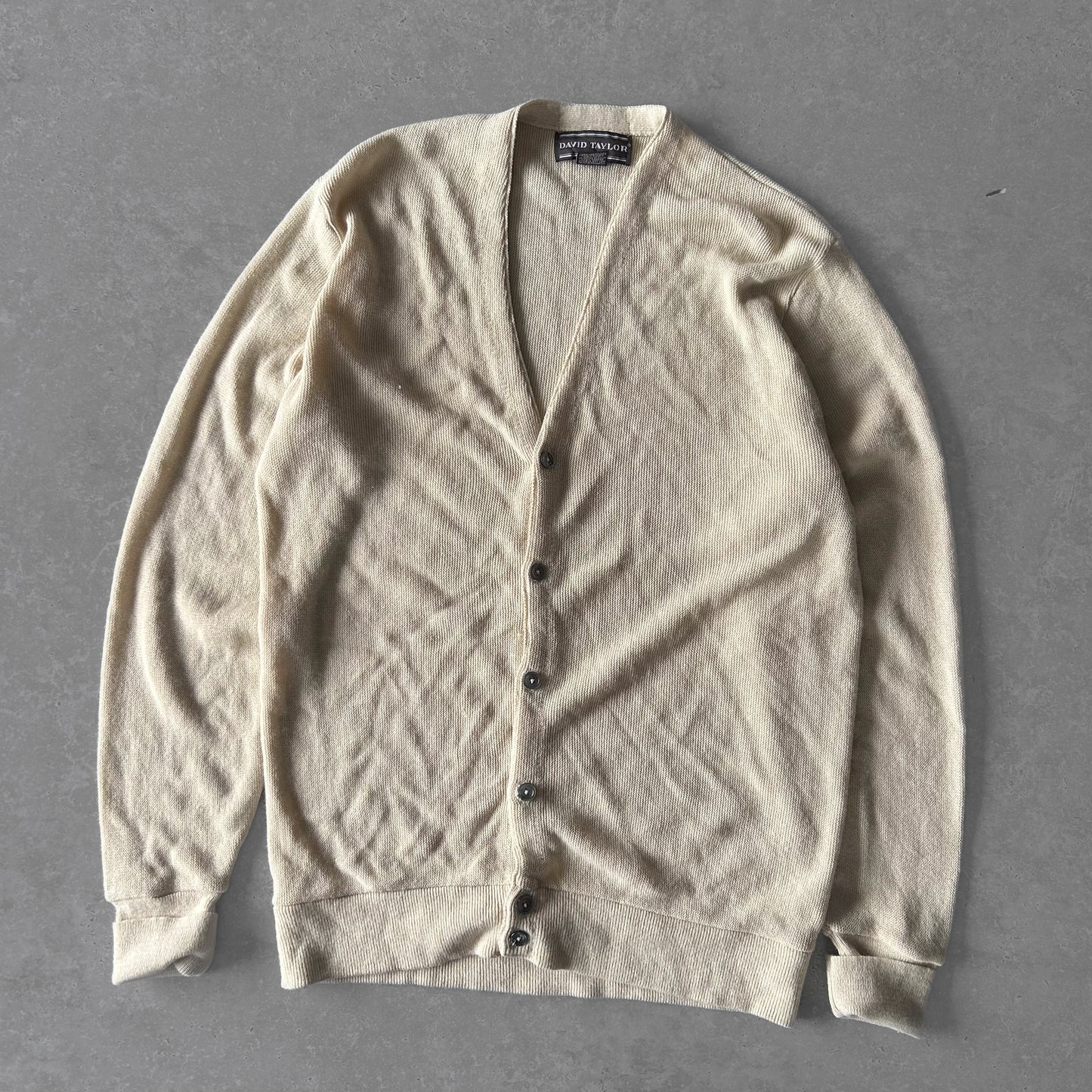 David Taylor Cream Button-Up Cardigan