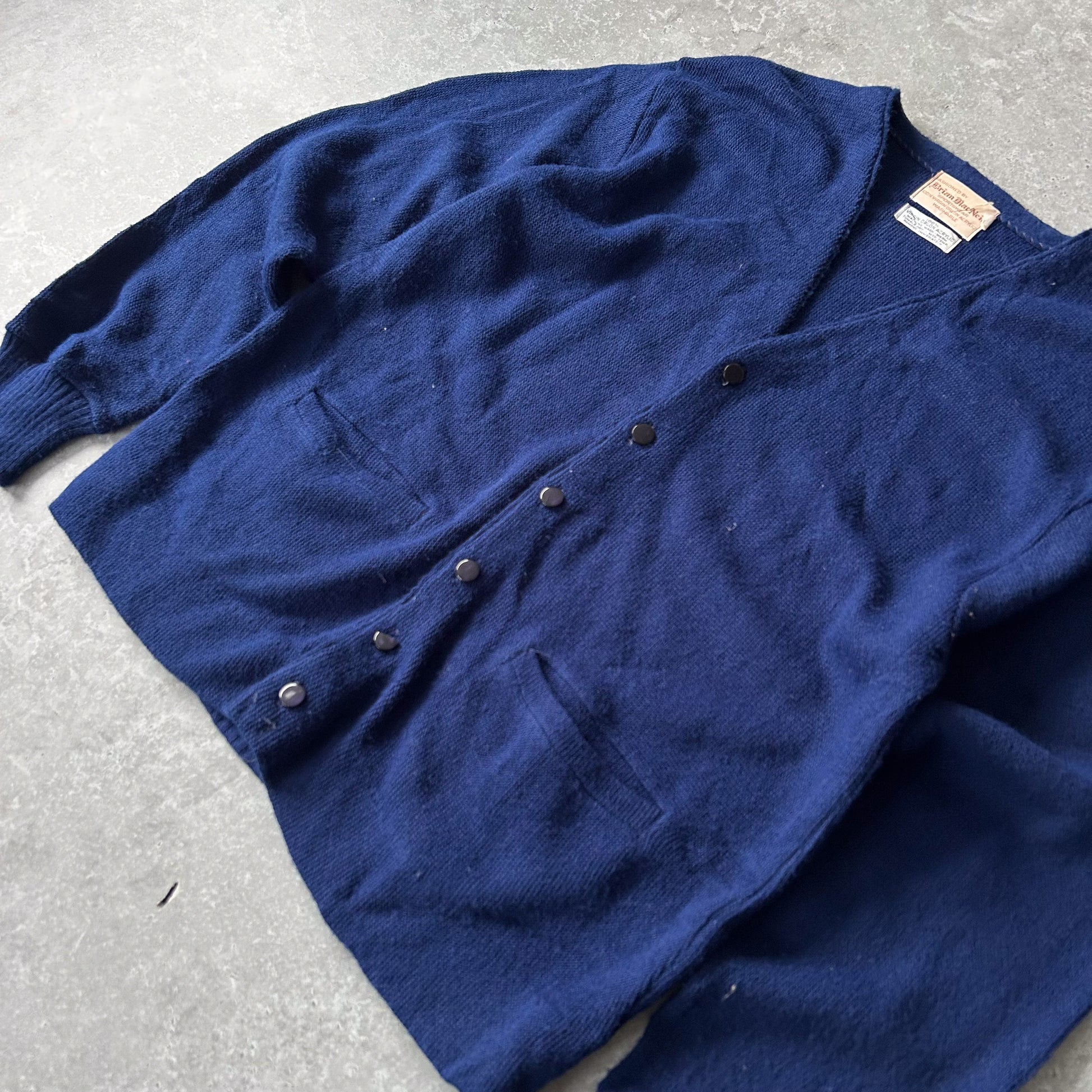 Vintage Briar MacNeil Navy Orlon Acrylic Button Cardigan Sweater