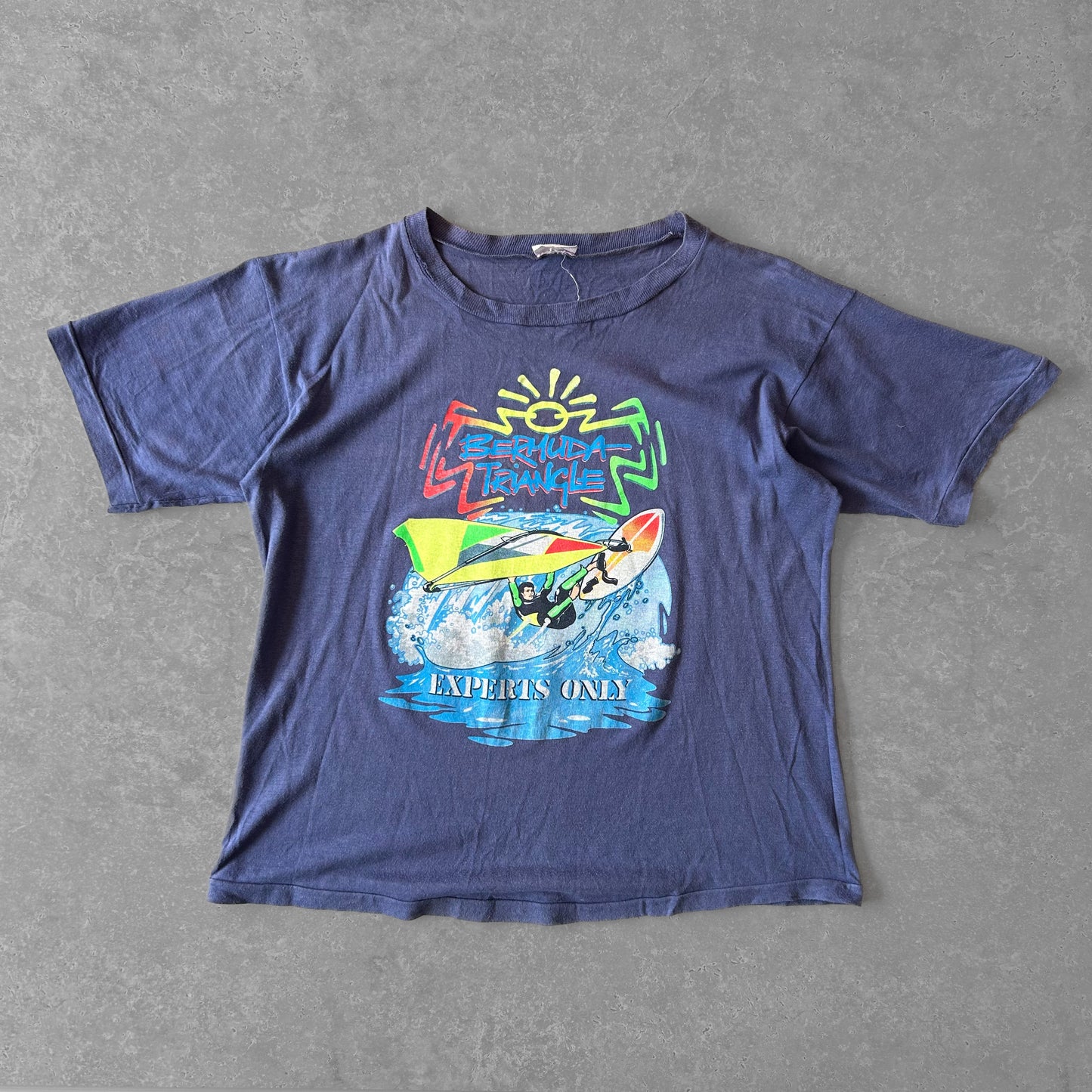 Vintage single stitch Bermuda Triangle Graphic  surf Tee