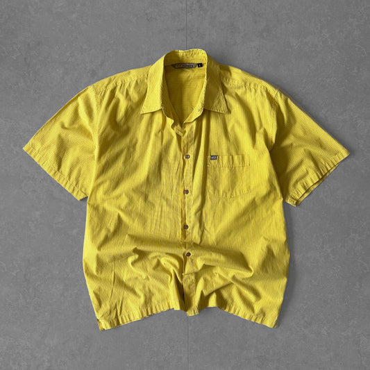Quiksilver Striped Short Sleeve Shirt in Bright Yellow