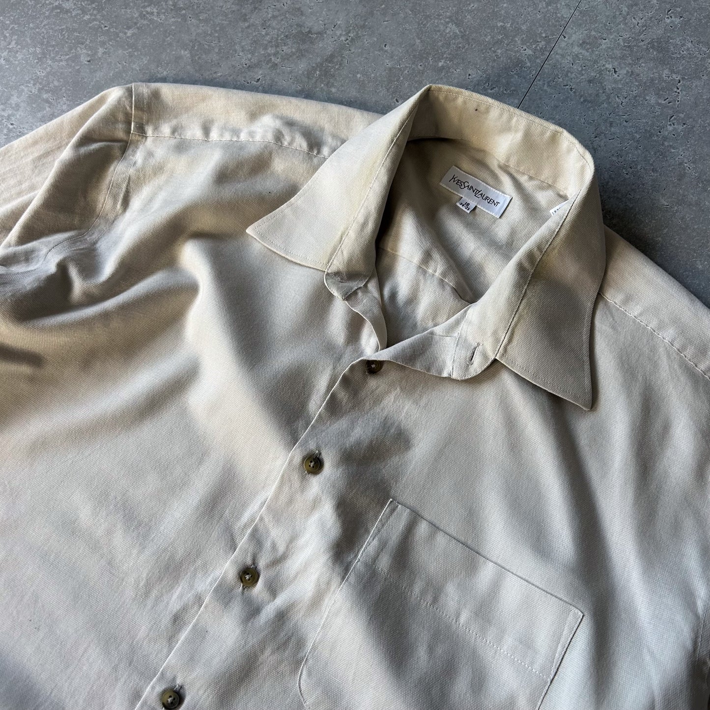 Yves Saint Laurent Beige Button-Down Shirt