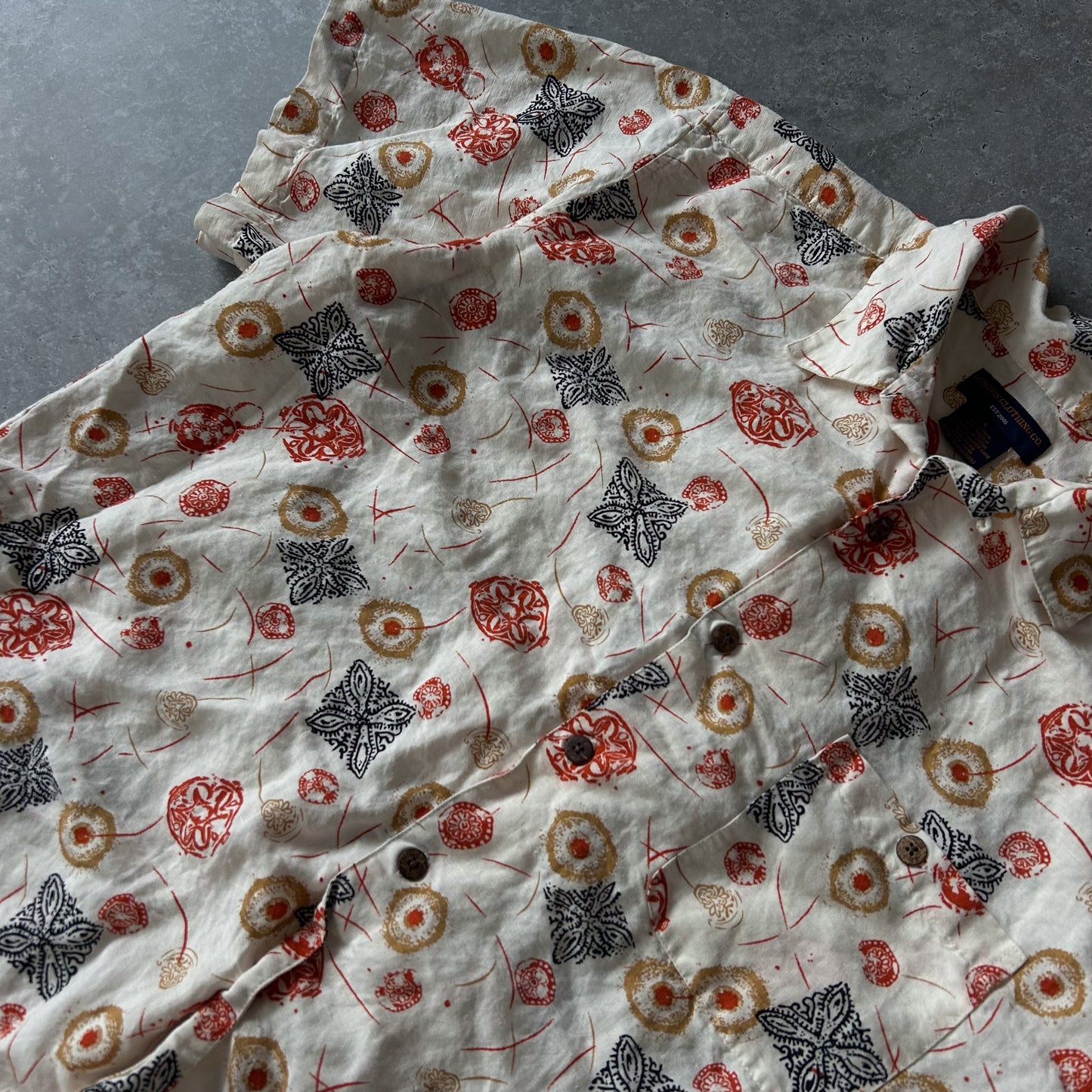 Gordon Linen Rayon Short-Sleeve Allover Print Shirt