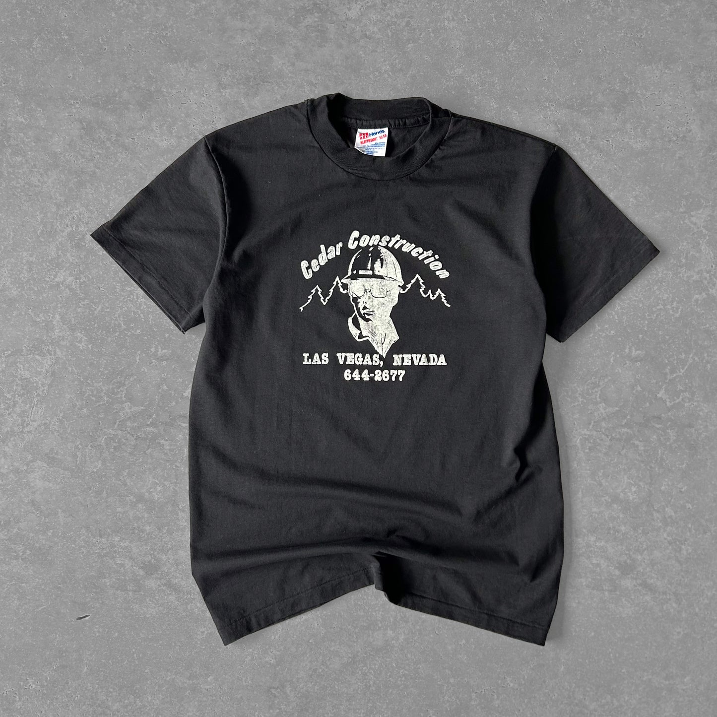 Vintage Hanes Heavyweight 50/50 Cedar Construction Las Vegas Graphic T-Shirt