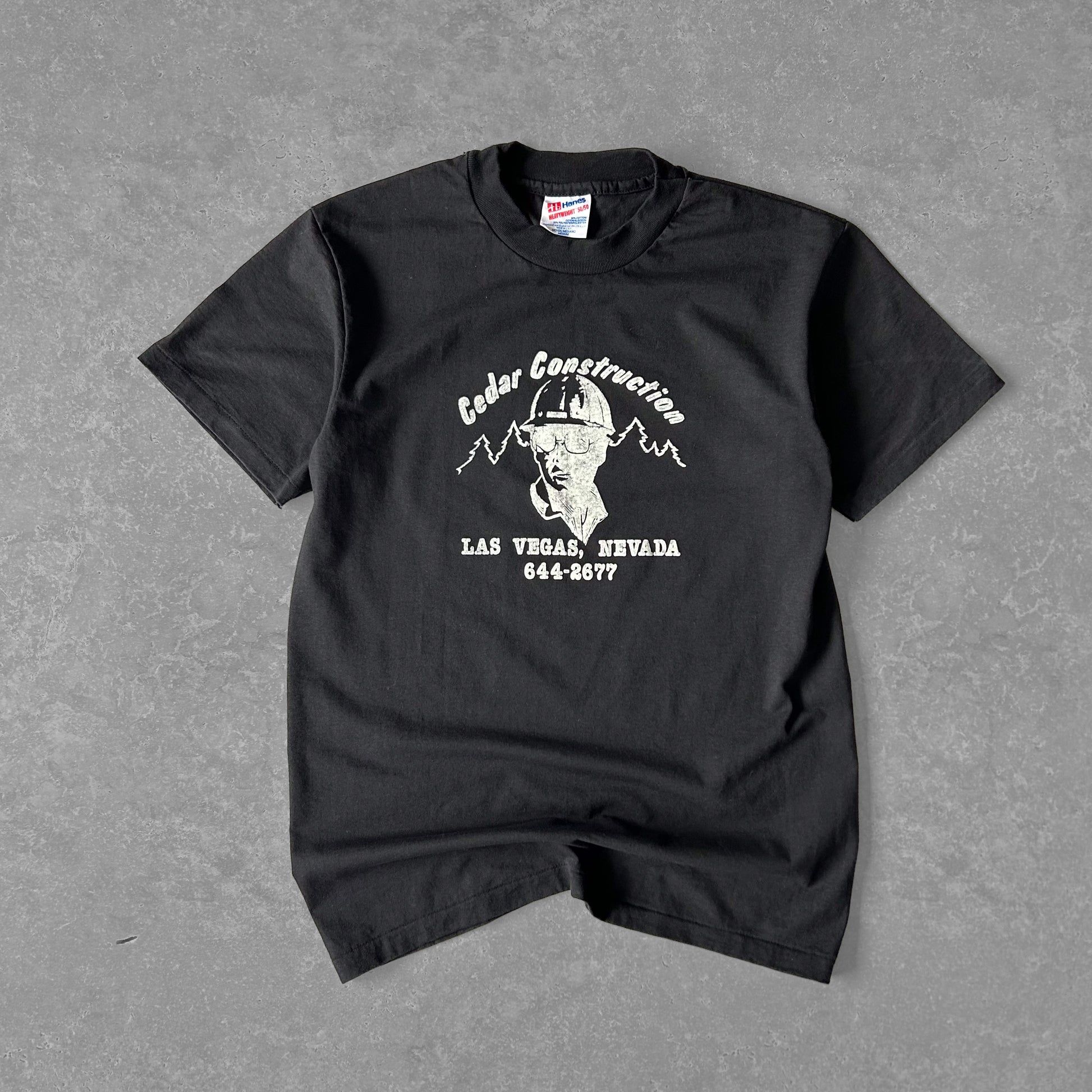 Vintage Hanes Heavyweight 50/50 Cedar Construction Las Vegas Graphic T-Shirt