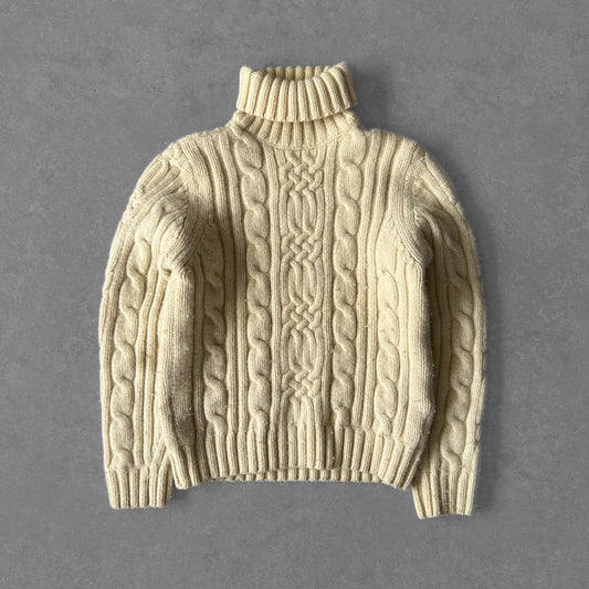 1990s - cable knitted pattern roll neck jumper