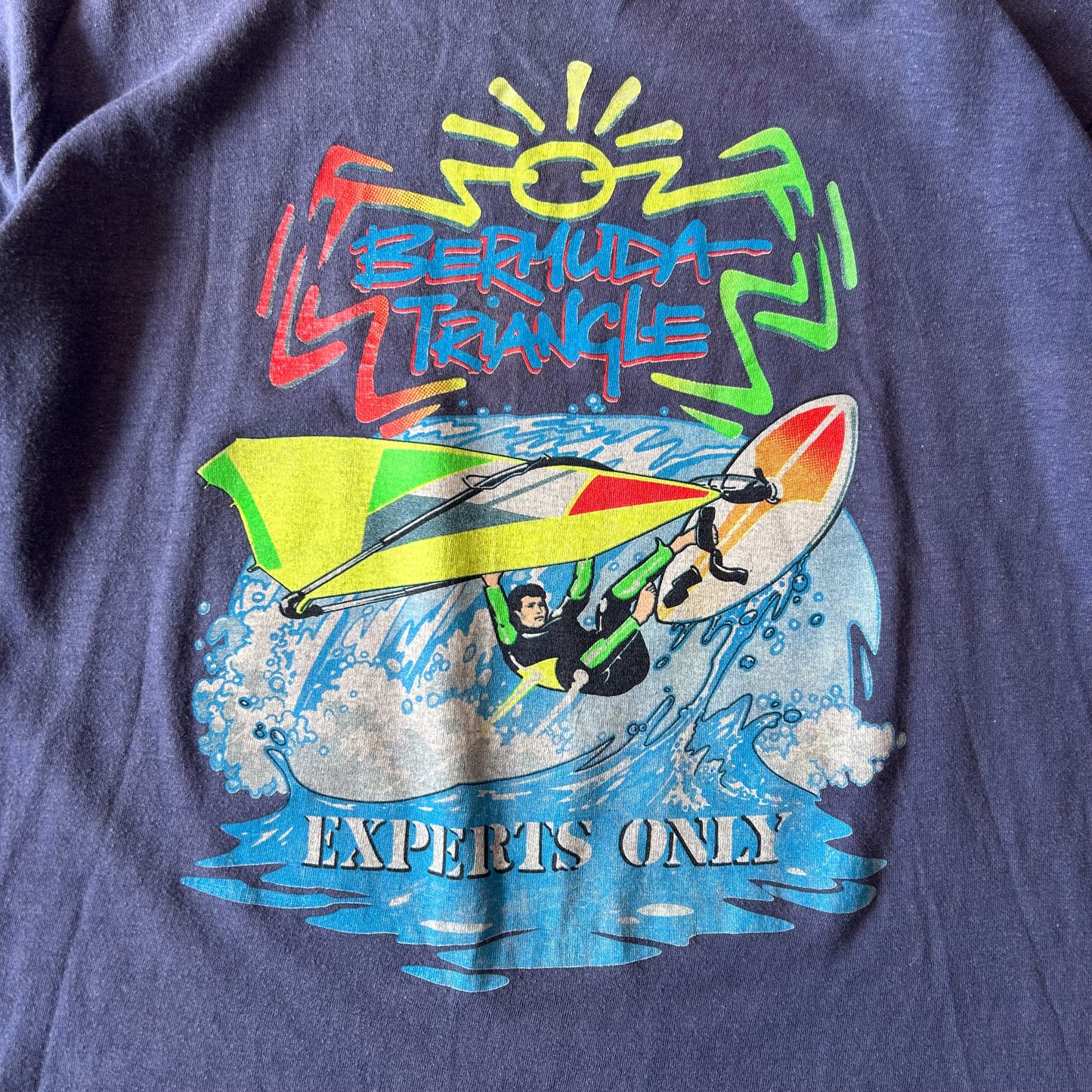 Vintage single stitch Bermuda Triangle Graphic  surf Tee